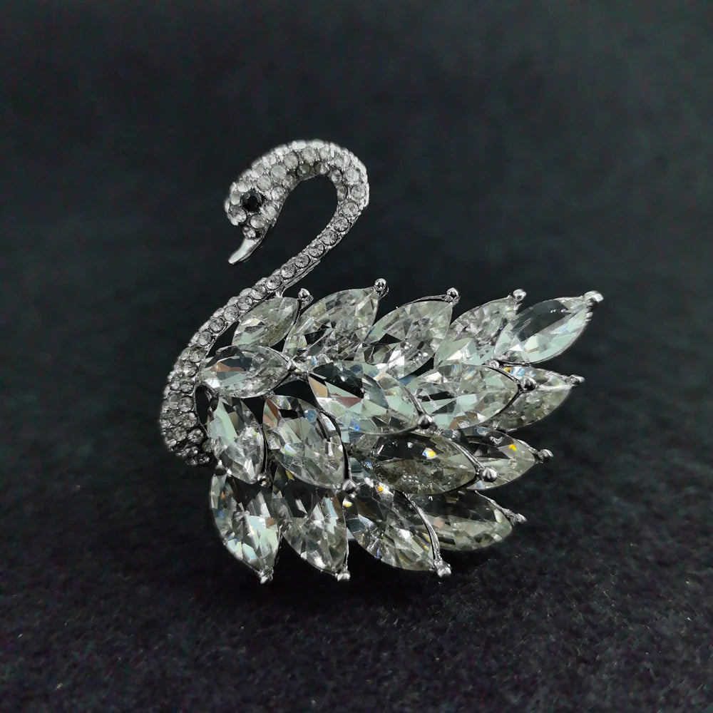 Austrian Crystal Swan Brooch